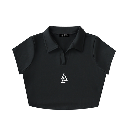 V-Neck Lapel Crop Top